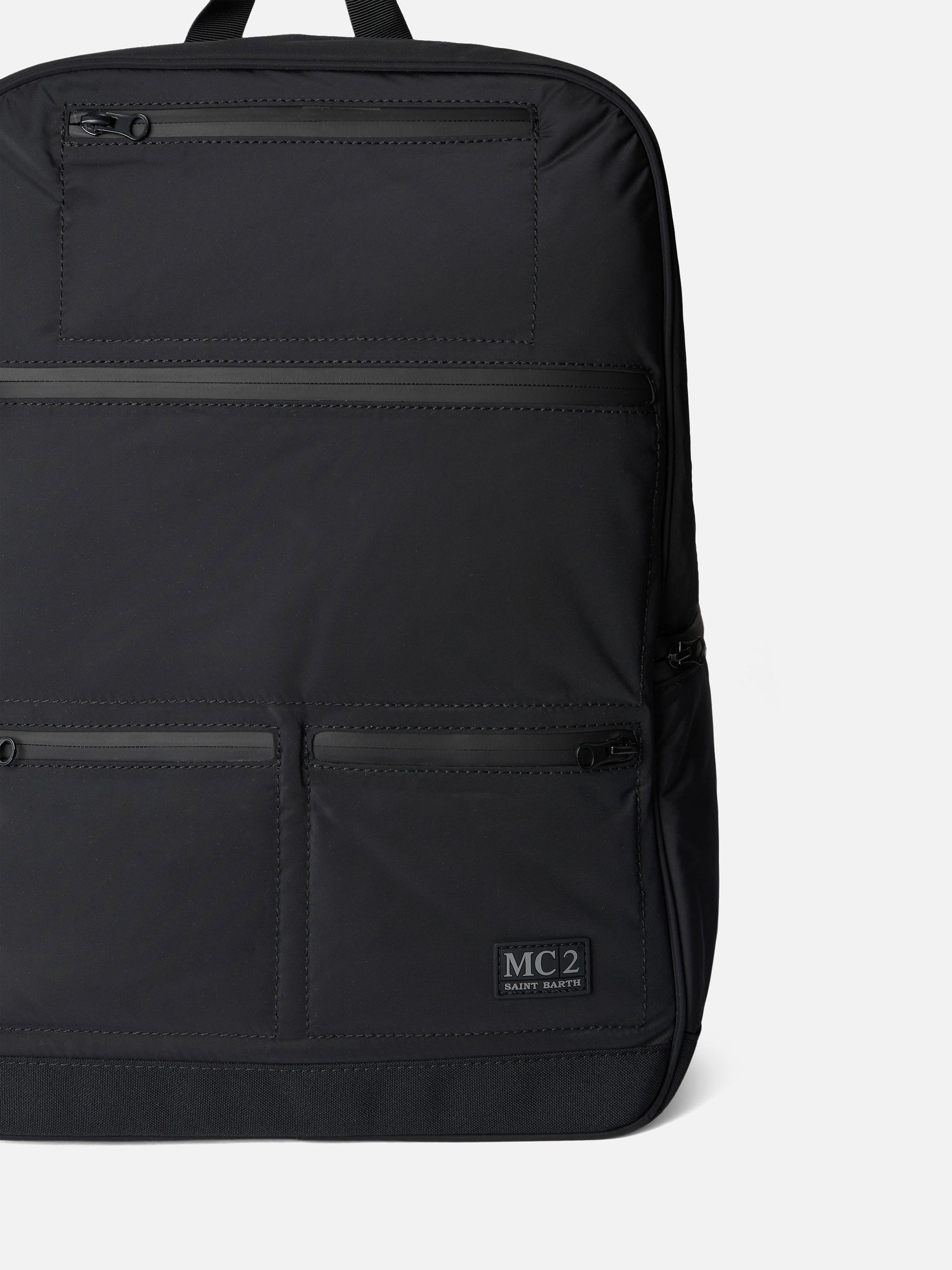 Black nylon backpack with zipped pockets - MC2 Saint Barth