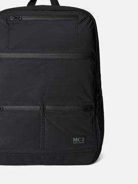 Black nylon backpack with zipped pockets - MC2 Saint Barth
