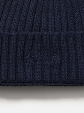 Man navy blue cashmere blend hat Wengen