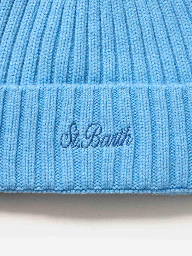 Man dusty blue cashmere blend hat Wengen