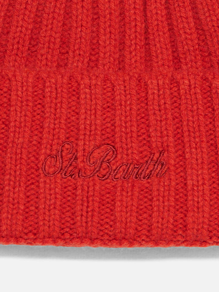 Wengen red cashmere blend hat