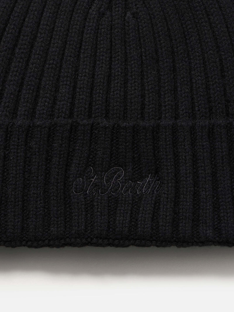 Man black cashmere blend hat Wengen