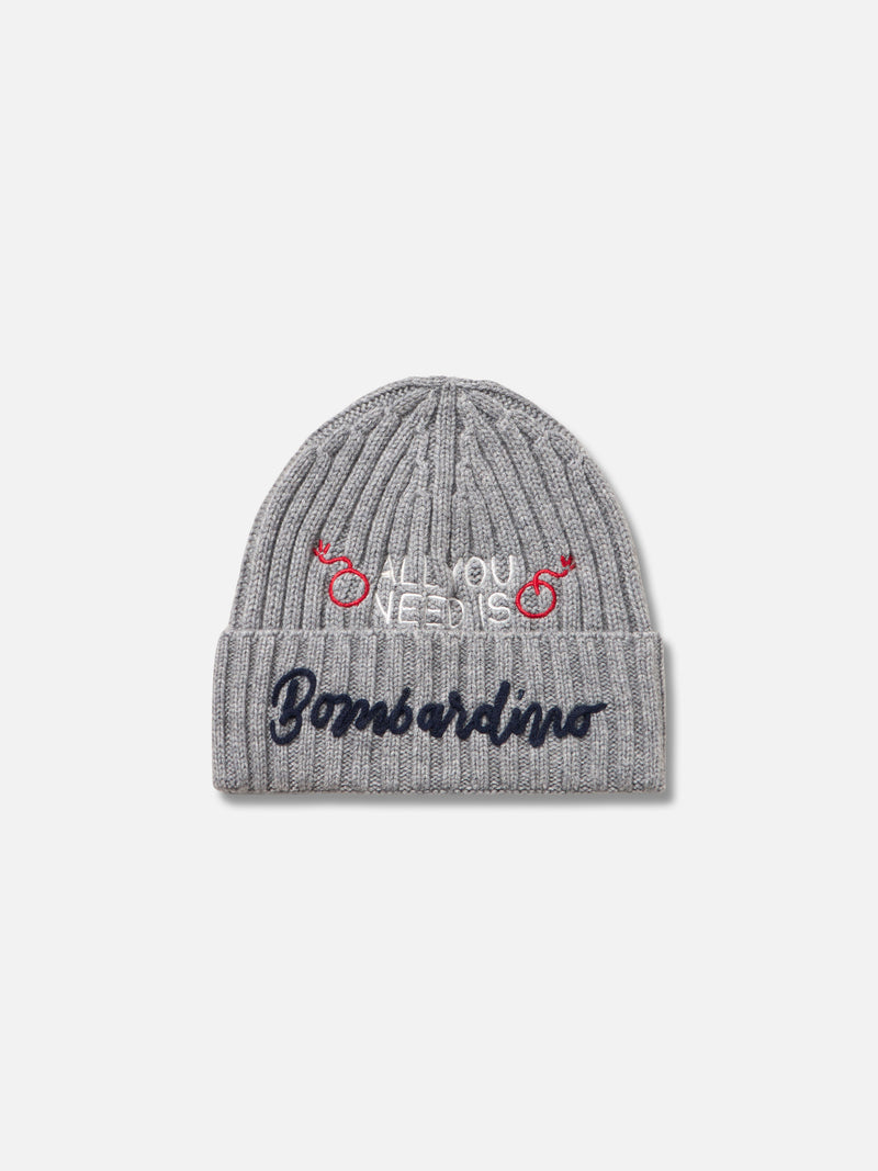 Man mélange grey hat Wengen with All you need Bombardino embroidery