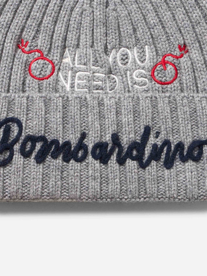 Man mélange grey hat Wengen with All you need Bombardino embroidery