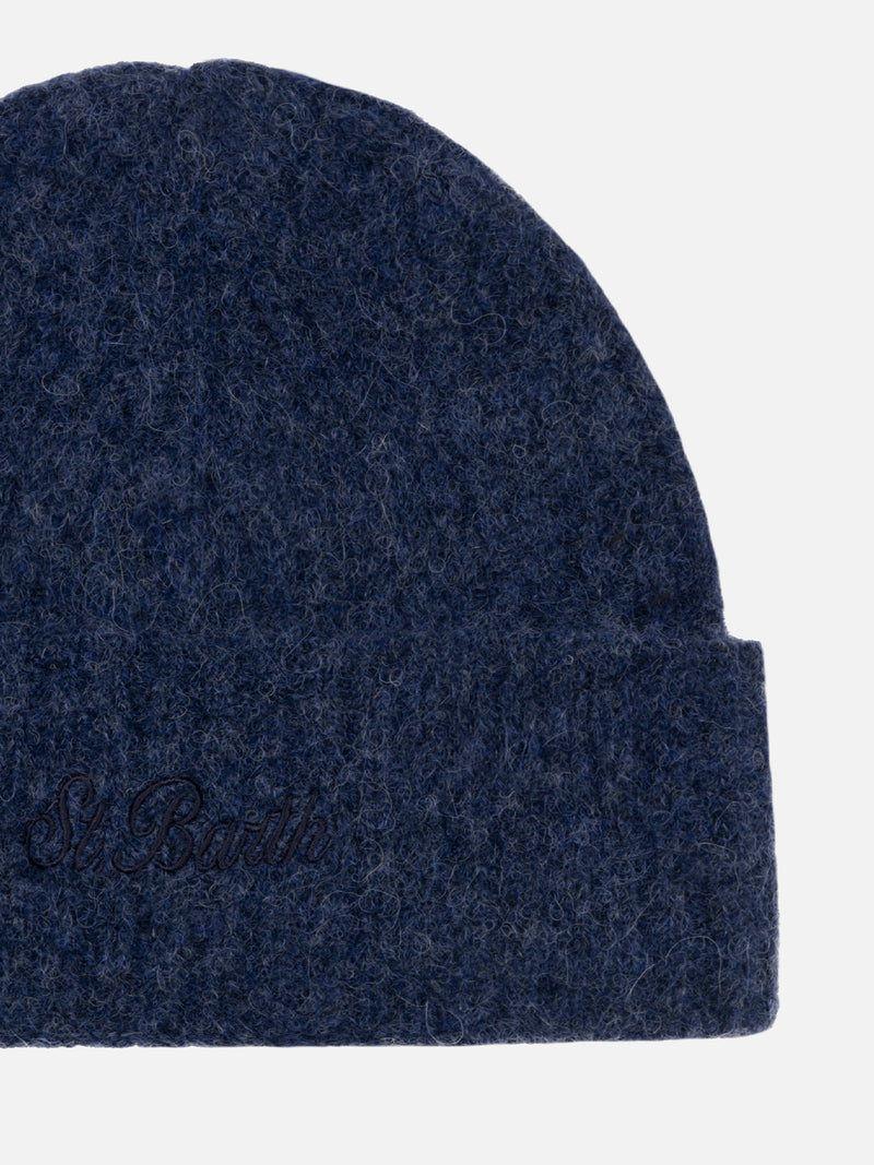 Man navy blue stretch alpaca hat Wengen