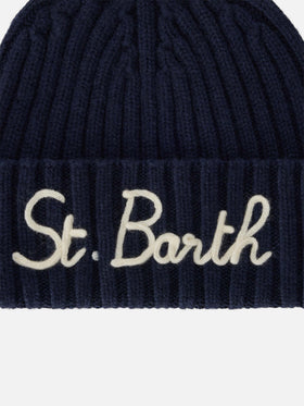 Berretto Wengen blu navy con ricamo St. Barth