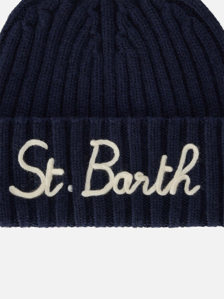 Berretto Wengen blu navy con ricamo St. Barth
