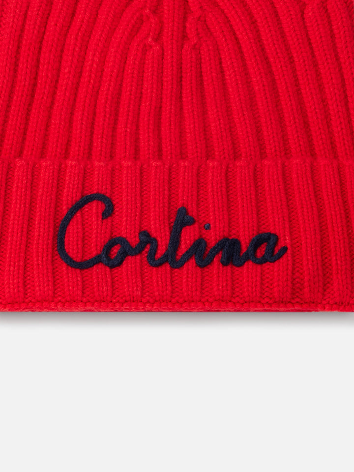 Man red ribbed hat Wengen with Cortina embroidery - MC2 Saint Barth