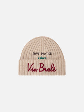 Gorro Wengen beige con bordado Save Water Drink Vin Brulé 