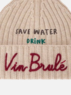 Gorro Wengen beige con bordado Save Water Drink Vin Brulé 
