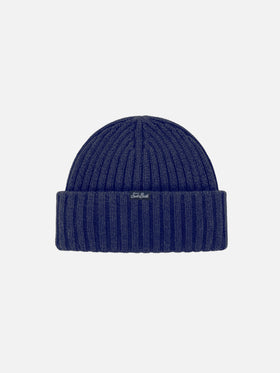 Beanie Wengen in blue cashmere blend with Super G embroidery | SUPER G SPECIAL EDITION