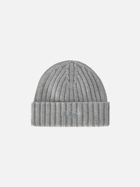 Gorro Wengen en gris claro con bordado St. Barth 