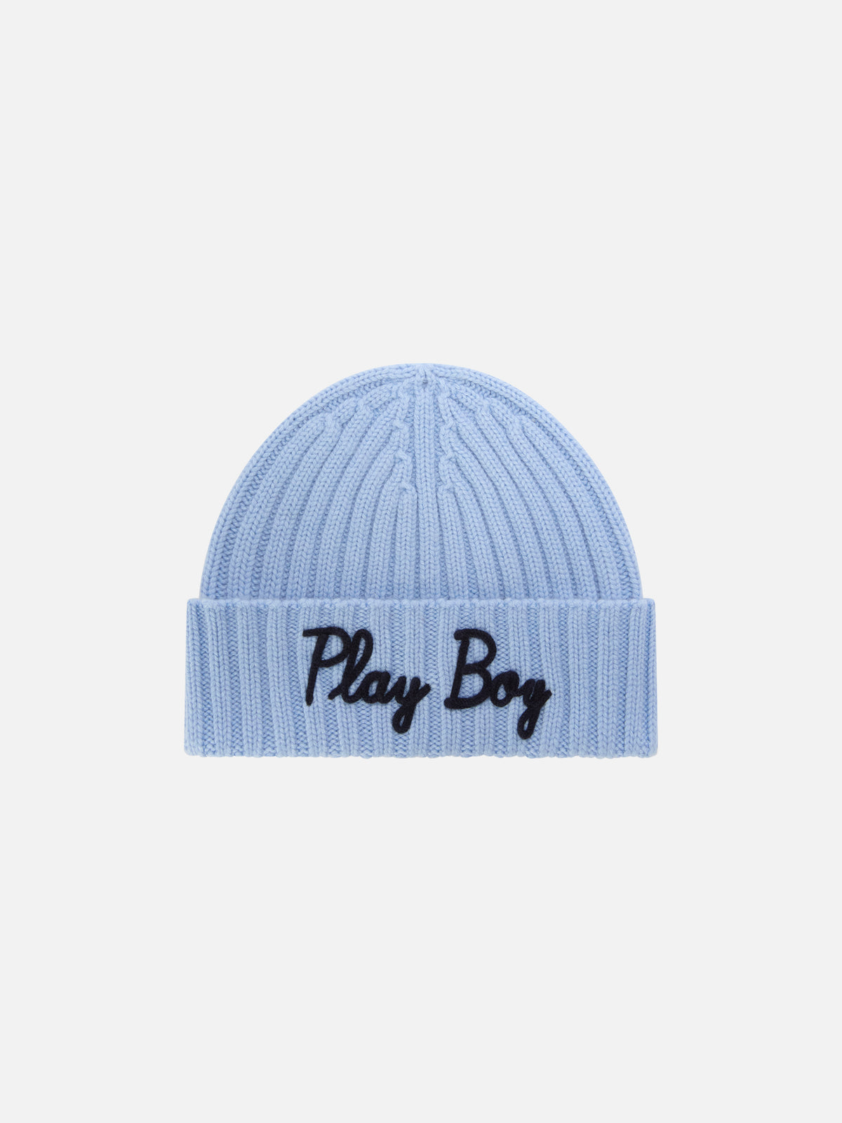Leichte blue Wengen-Mütze mit Play Boy-Stickerei 
