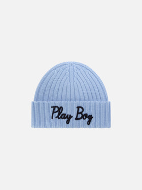 Leichte blue Wengen-Mütze mit Play Boy-Stickerei 