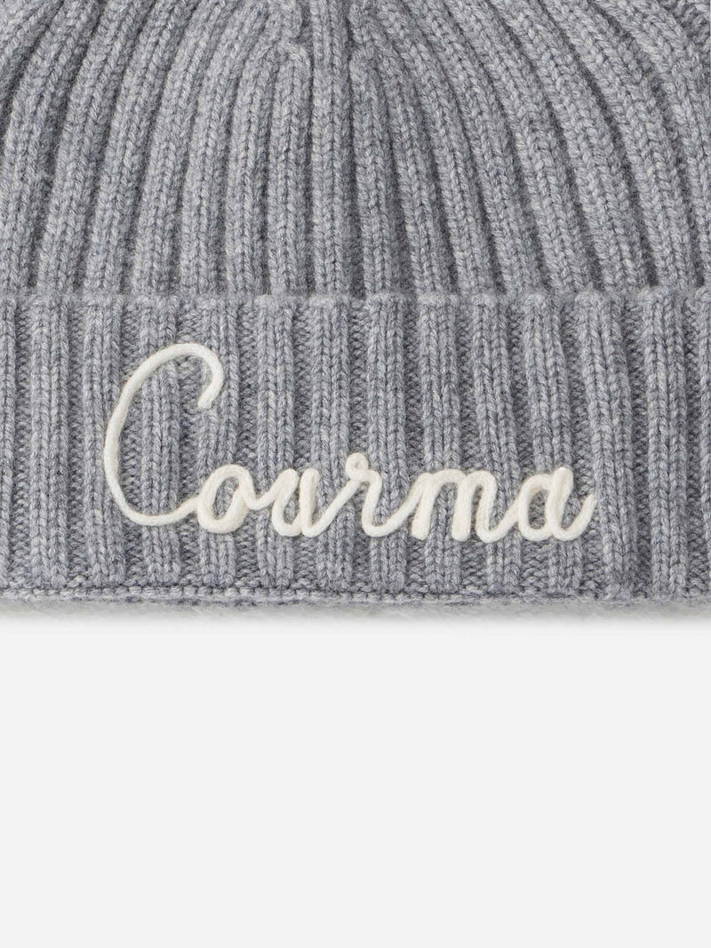 Cappello da donna grigio a coste Wengen con ricamo Courma