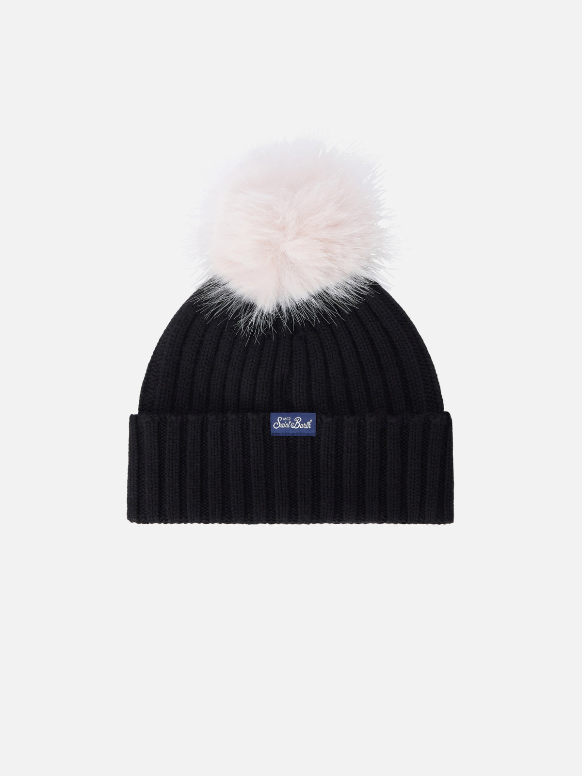 Gorro Wengen negro con pompón y bordado Diva 