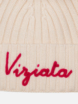 Girl pink hat Wengen with pompon and Viziata embroidery