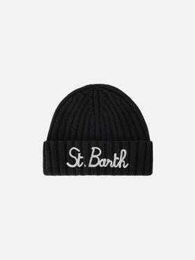 Bonnet Wengen noir avec logo brodé 