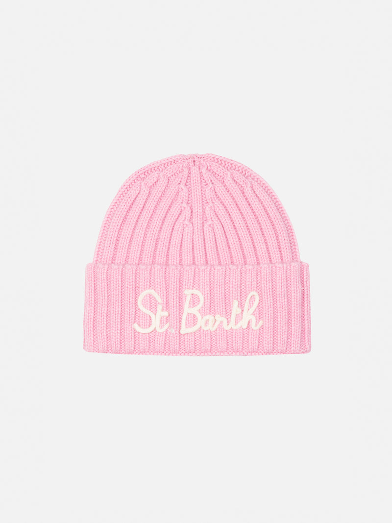 Girl pink hat Wengen with St. Barth embroidery