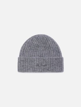 Gorro beanie Wengen gris en mezcla de alpaca con bordado del logo 