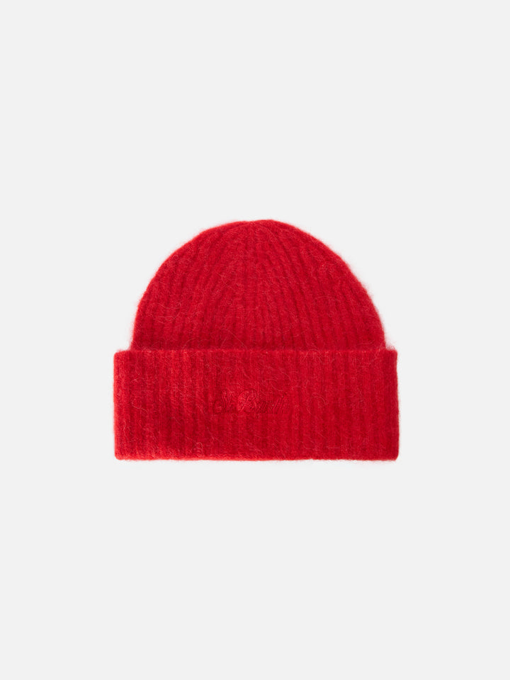 Red stretch alpaca hat Wengen