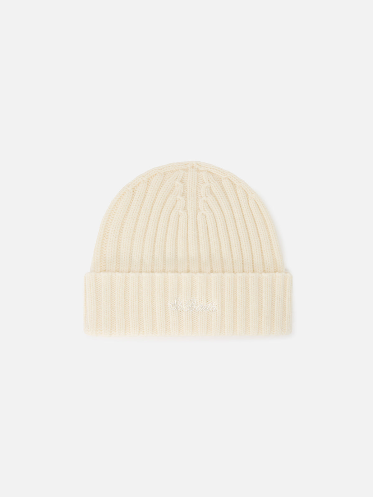 Off white Wengen wool beanie with logo embroidery