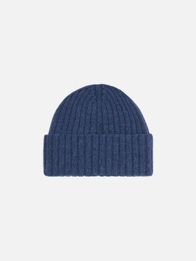 Wengen beanie in denim blue with St. Barth embroidery on the turn-up