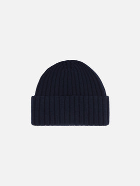 Wengen beanie in navy blue with St. Barth embroidery on the turn-up
