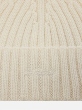 Wengen beanie in off-white 100% WOOL with St. Barth embroidery