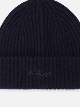 Navy blue Wengen cashmere beanie