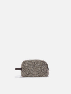 Beauty case Westwood grigio in misto lana con motivo twill