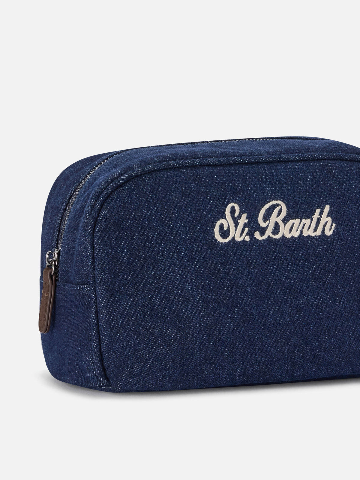 Blue Trousse de beauté Westwood en denim avec broderie logo 