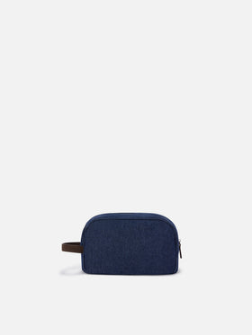 Blue Trousse de beauté Westwood en denim avec broderie logo 