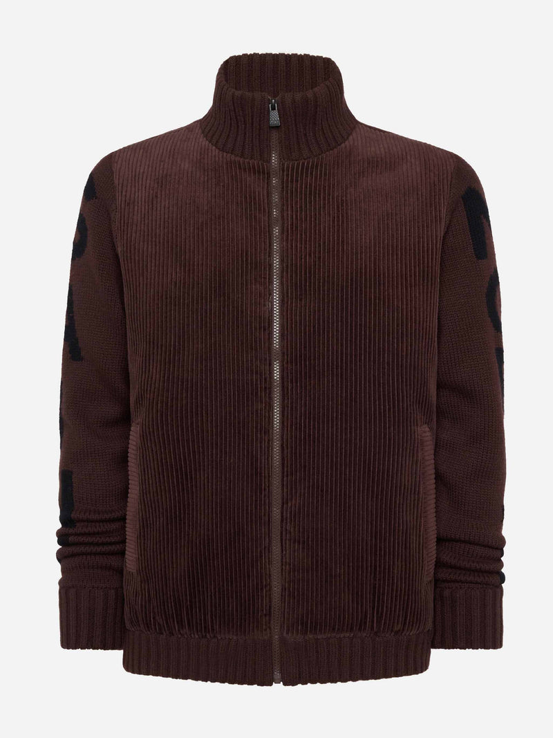 Brown padded jacket Whistler with knitted sleeves