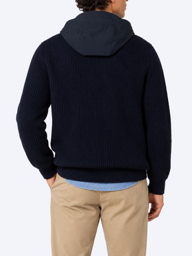 Pull zippé intégral Wiberg en tissu technique bleu marine uni 