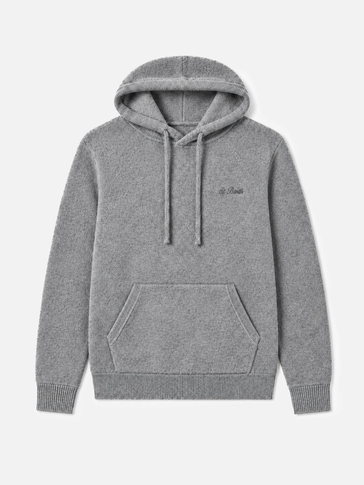 Pull à capuche Willbur en mélange de cachemire coloris uni gris chiné 