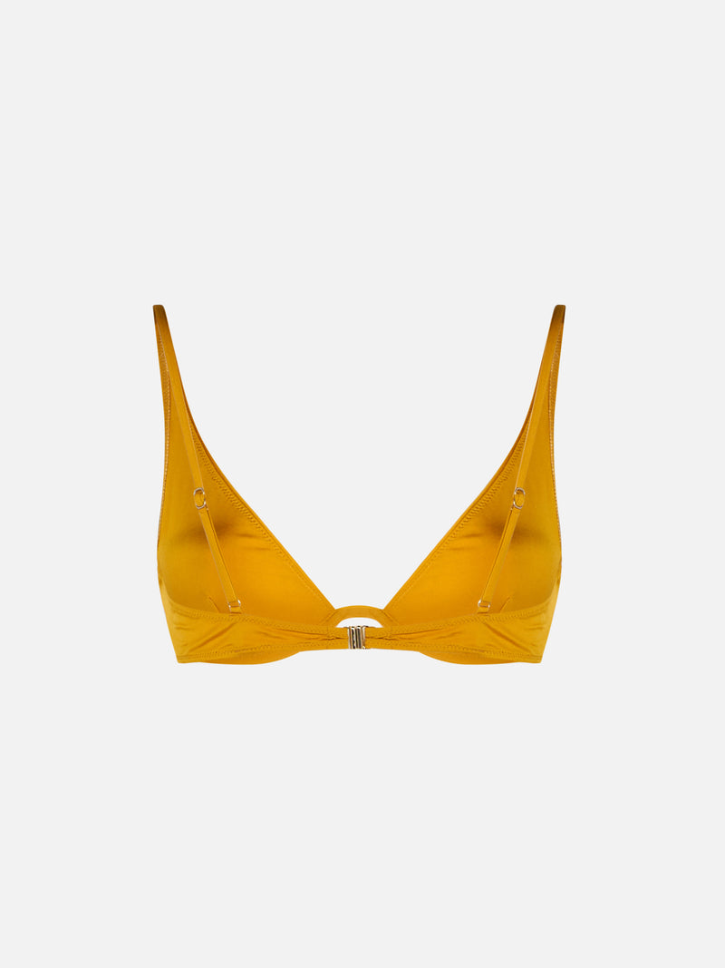 Woman ochre yellow V-wired top