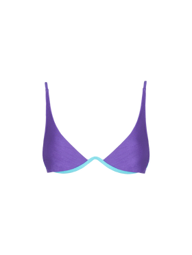 Woman shiny dark V-wired top