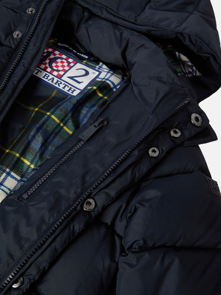 Hooded down padded jacket Baxter in navy blue