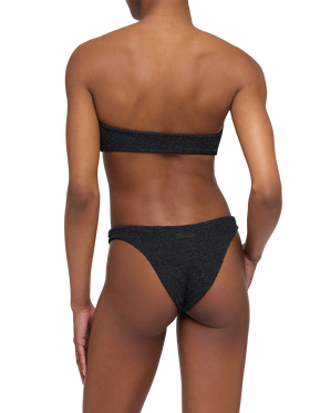 Klassische schwarze Badehose aus Crinkle-Lurex „Elise“ – schwarzes Bandeau-Top aus Crinkle-Lurex „Yulia“