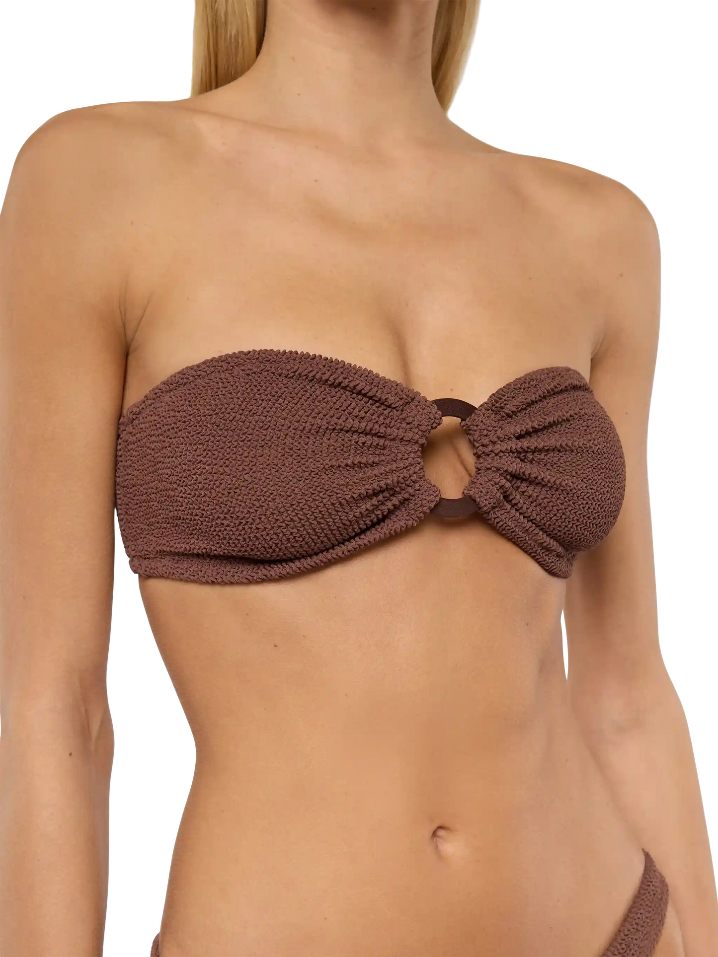 Yulia braunes Crinkle-Bandeau-Top
