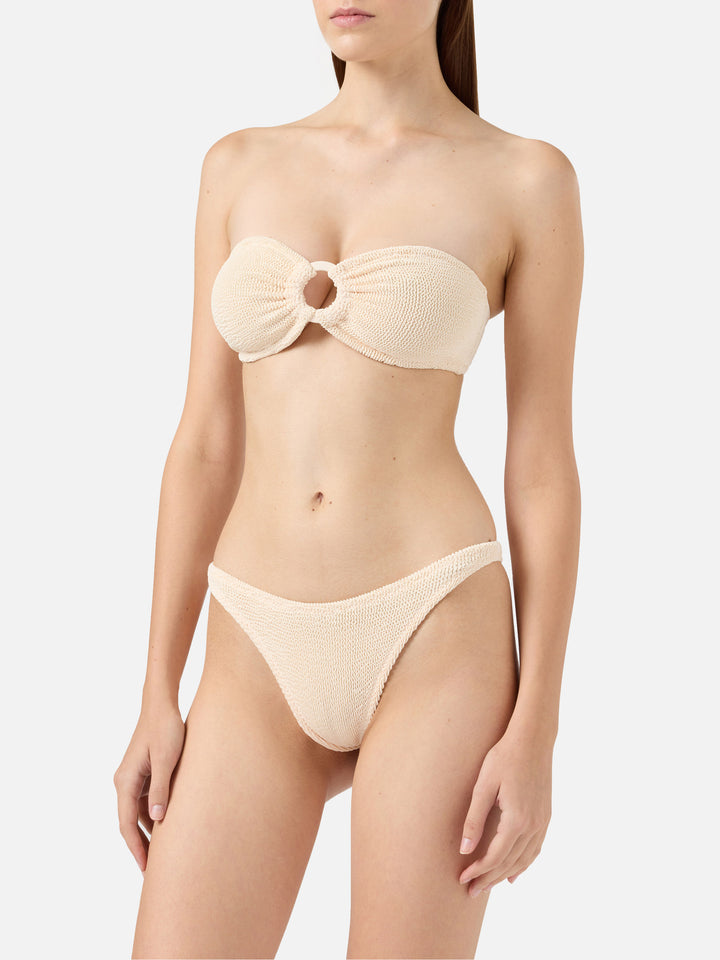 Bandeau-Bikini Yulia Naomi in Crinkle-Beige