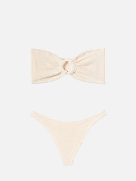 Bandeau bikini Yulia Naomi in crinkle beige