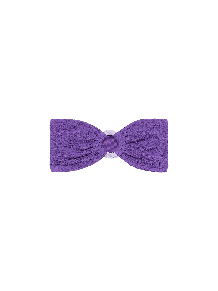 Woman purple crinkle bandeau top swimsuit Yulia
