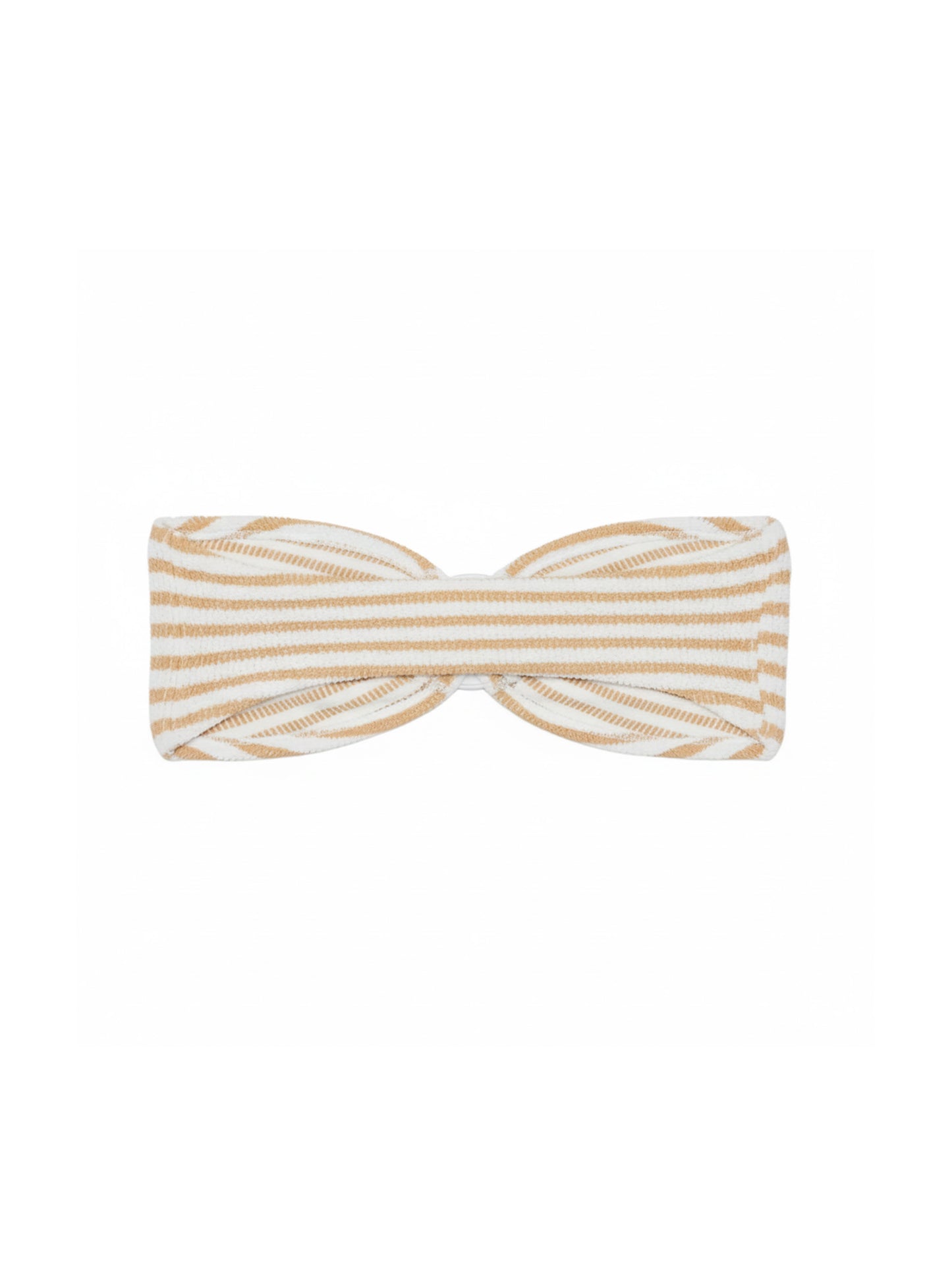 Yulia top bikini a fascia in tessuto crinkle con stampa a righe