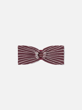 Top bikini Yulia a fascia in tessuto crinkle a righe bordeaux