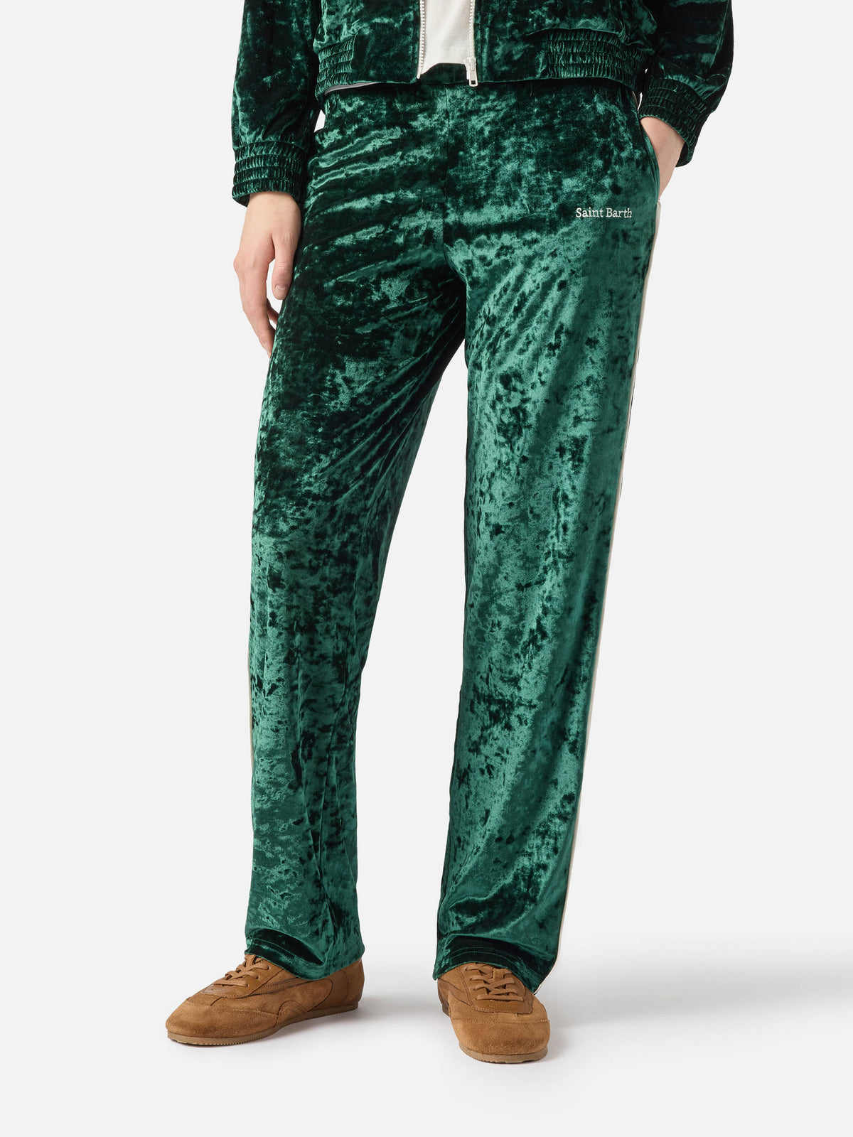 Yvonne grüne Chenille-Hose 