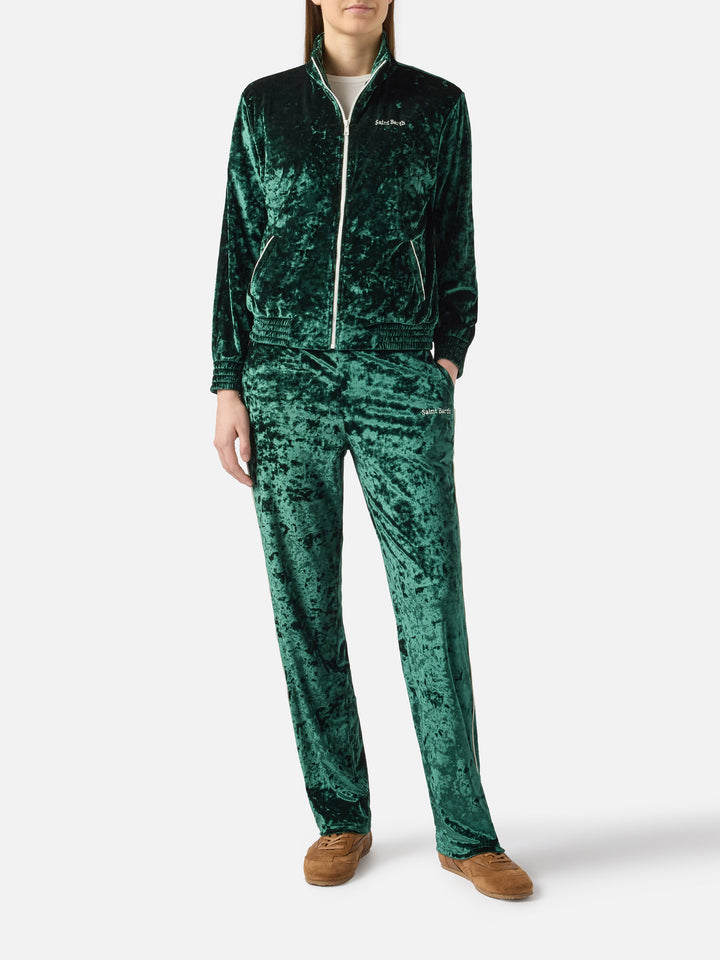 Pantaloni Yvonne in ciniglia verde