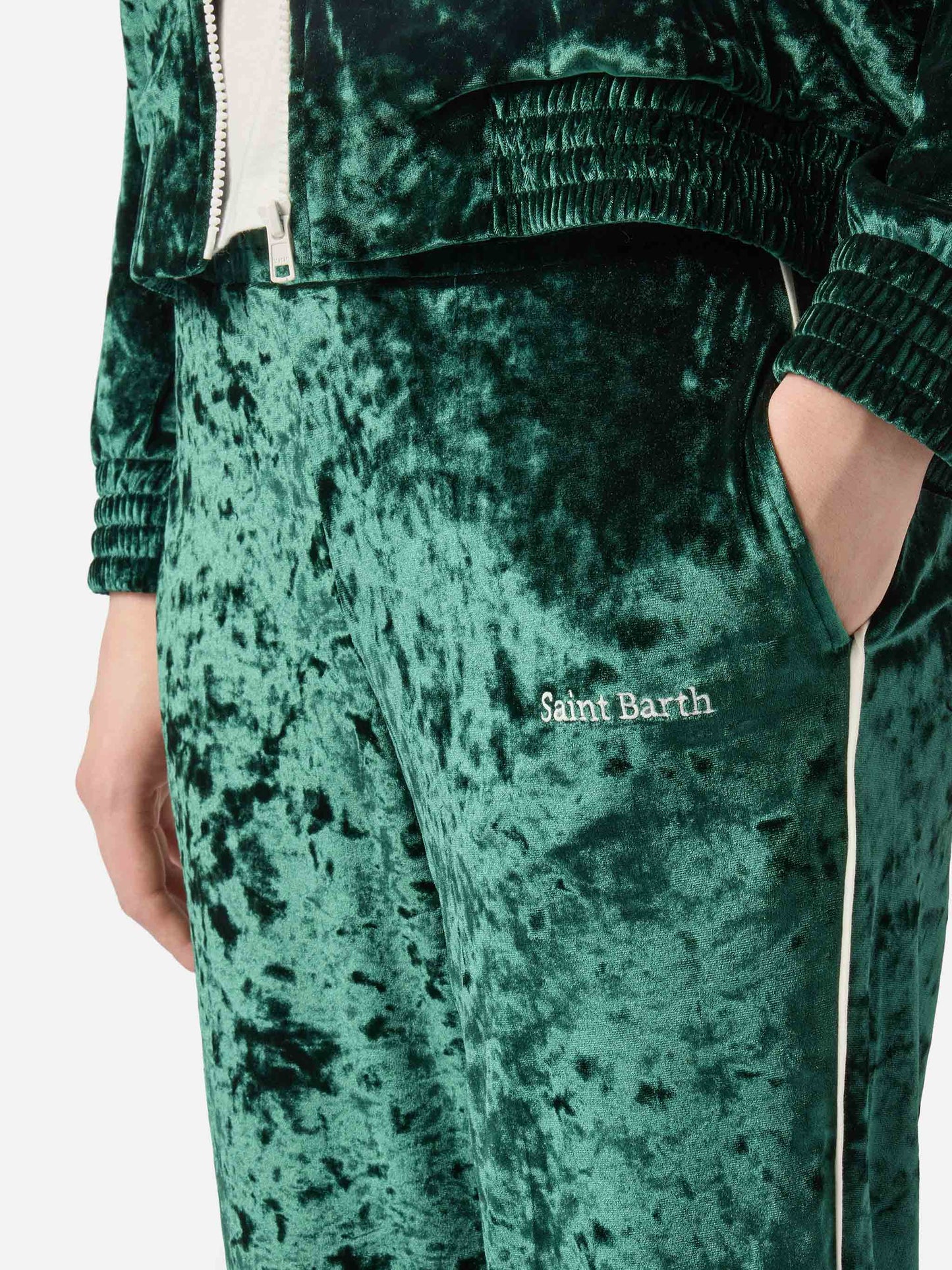 Grüne Jogginghose aus Chenille für Damen Yvonne