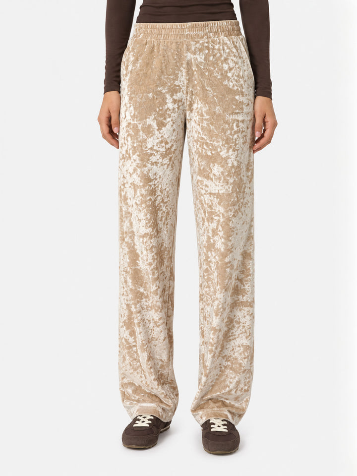 Pantalones jogger Yvonne de chenilla beige 